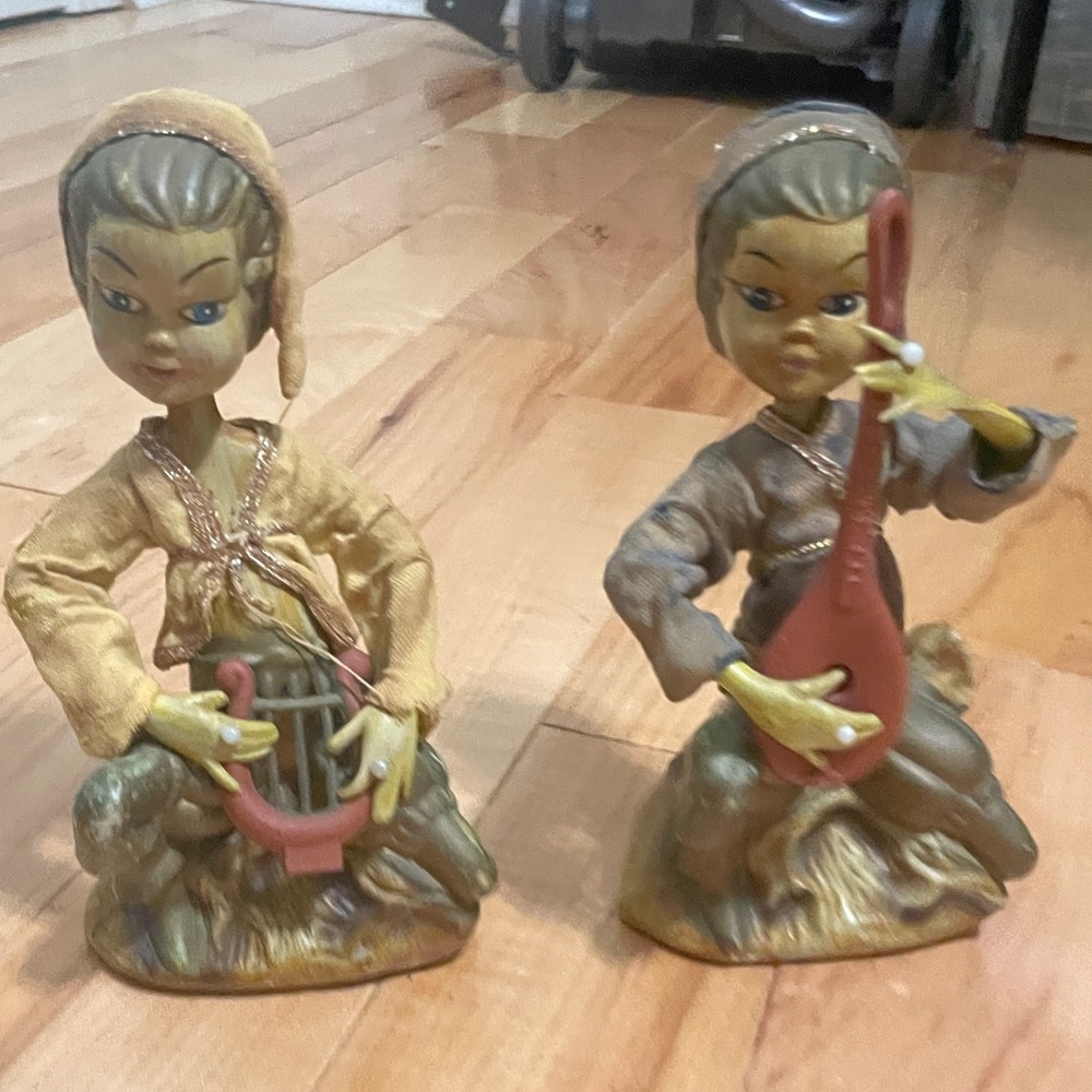 Vintage MCM Tilso Musical Golden Fantasy Musician Pixie Figurines Set